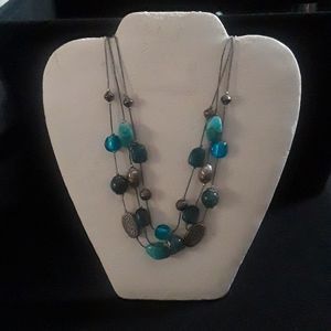 Beautiful Multi-Tiered Aqua Blue Fashion Necklace
